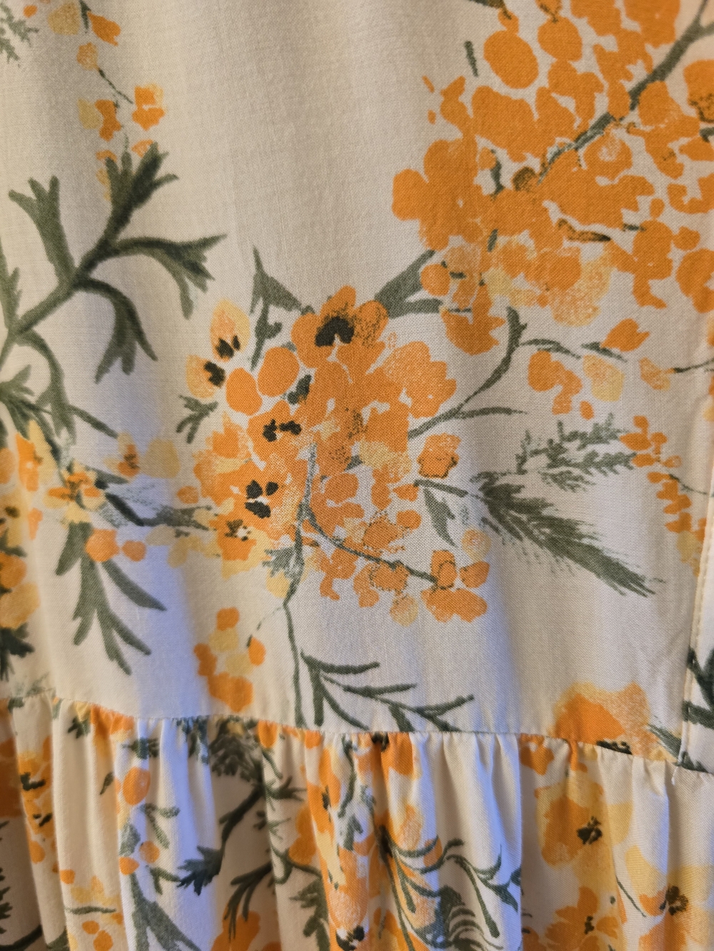 Zara Cream Maxi Dress with Orange Floral Print - Picture 3 of 6